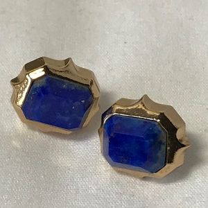 Sharya blue glass earrings/ gold tone